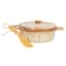 Hello Honey® 9.1" Reactive Glaze Design Stoneware Brie Baker with Bamboo Canapé Spreader Knife